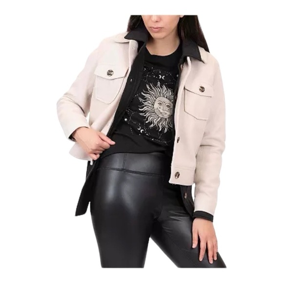 Junior's Coffee Shop Faux Wool Trucker Jacket size S - Picture 10 of 13